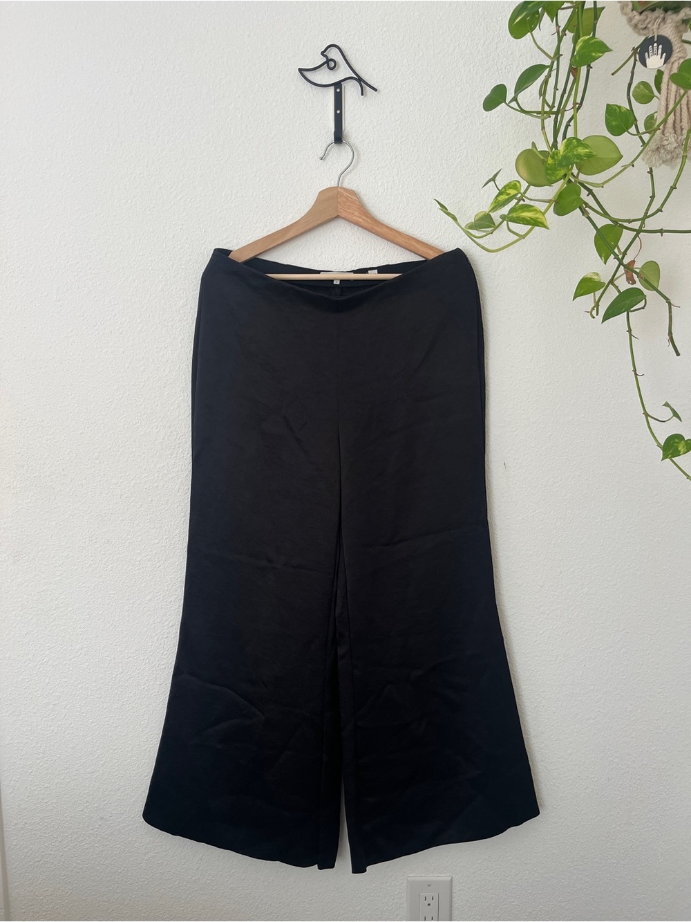 Vince Black Wide-Leg Satin Women's Pants